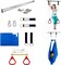 Doorway Sensory Swing Kit - Blue Compression Swing and Trapeze Bar with Red Gym Rings Combo